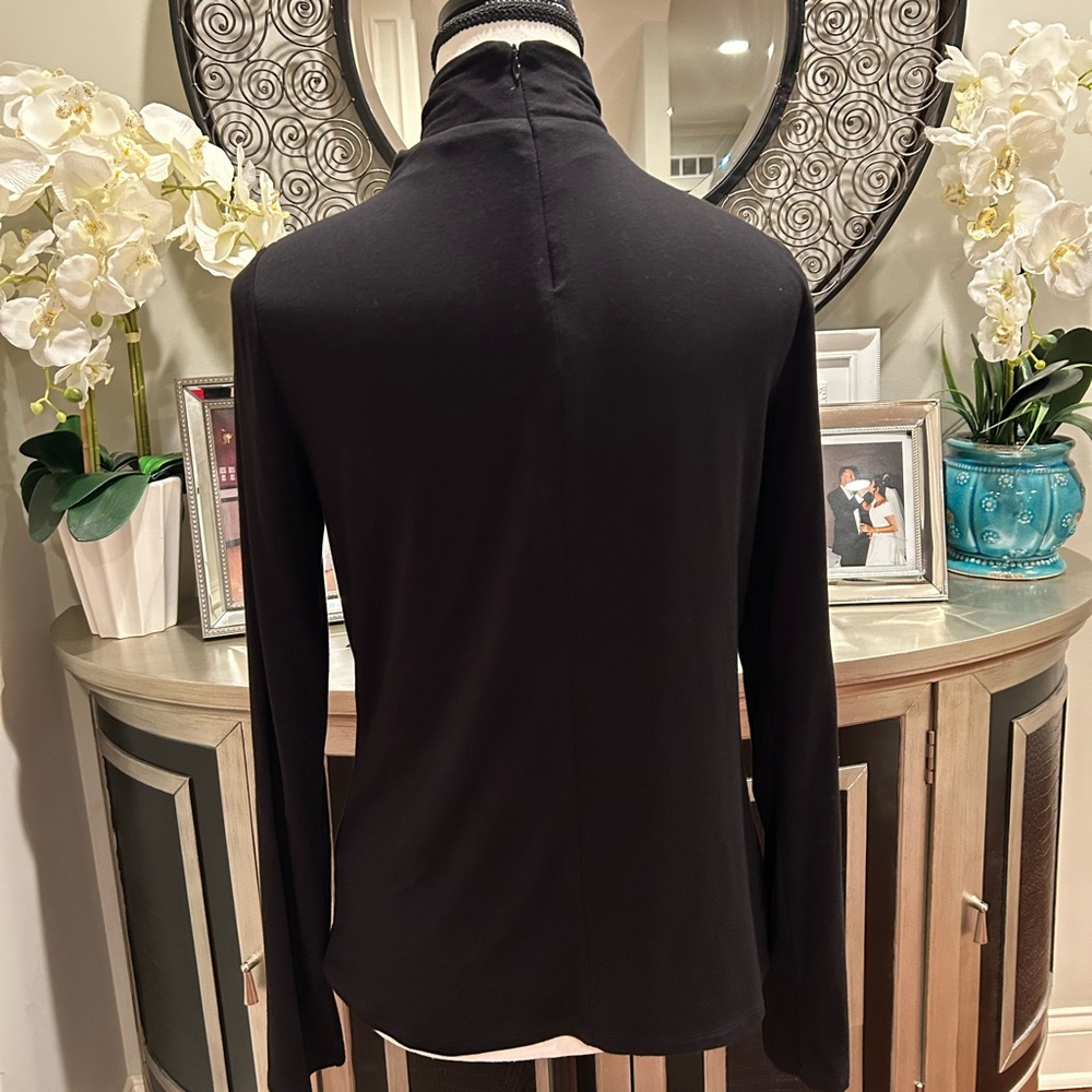 Elie Tahari Black Long-Sleeve Twist Neck Top - Picture 3 of 7